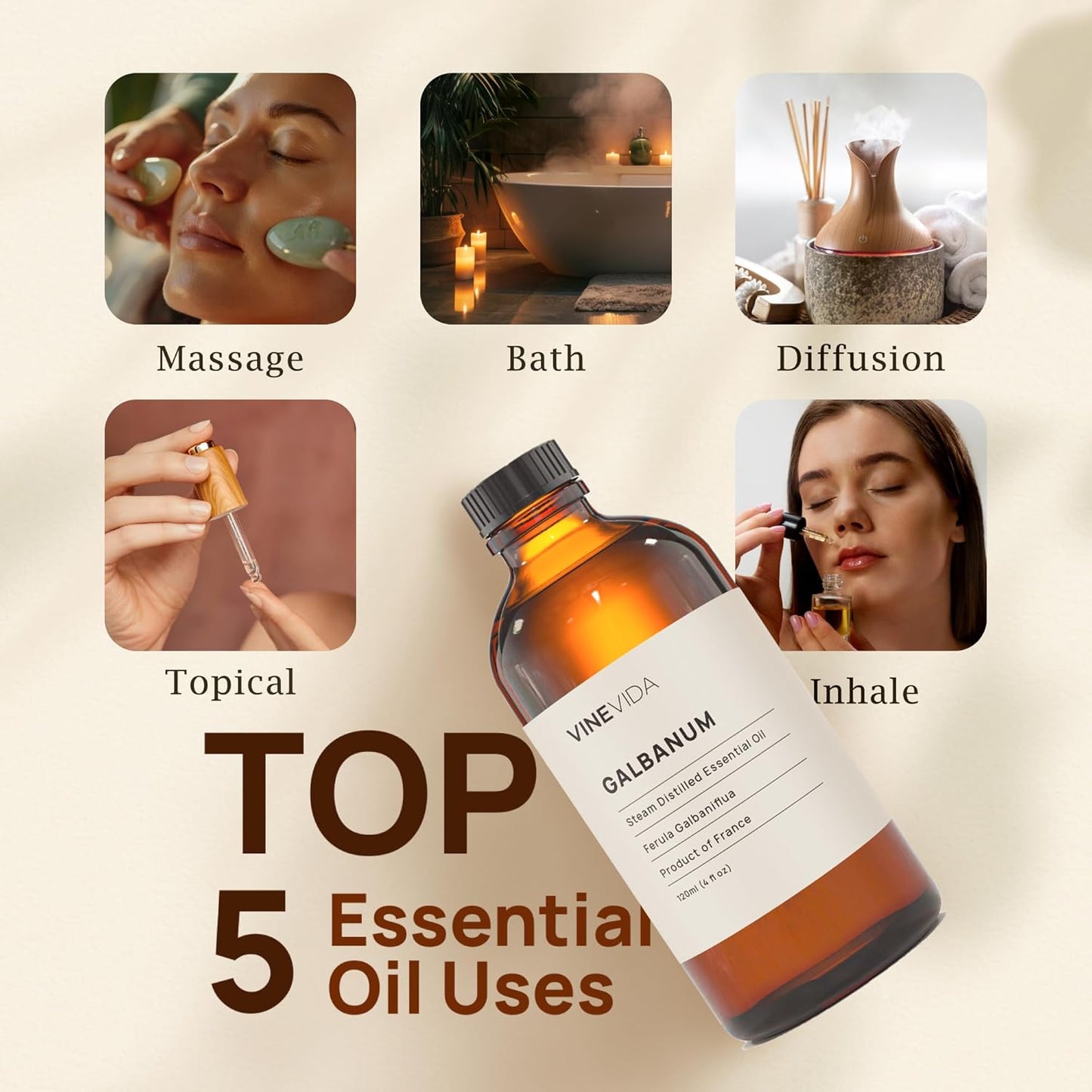 VINEVIDA Galbanum Essential Oil 4 oz - Undiluted - DIY Candle Scents - Bulk for Soap Making