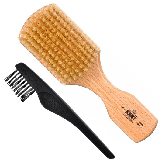 Kent OG4 Rectangular Beachwood Gentlemen's Hair Brush and Facial for Beard Care - Exfoliating Natural Boar Bristle Brush for Mens Grooming, Hair Care, and Beard Straightener for Men's