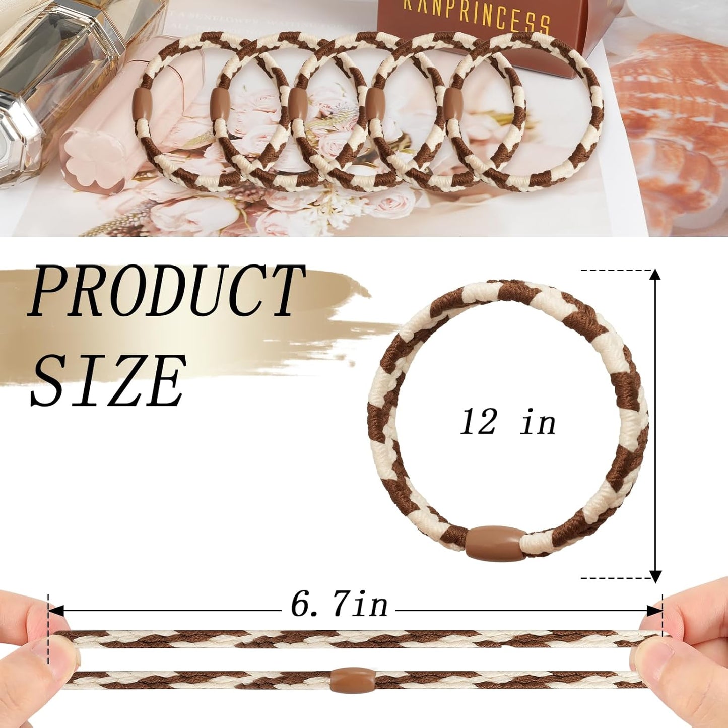 16Pcs Hair Ties For Thick Hair, Strong Stretchy Hair Bands For Women Girls, No Slip Braided Hair Ties No Damage, Ponytail Holders-Exceptionally Secure with Gentle Hold (Set 6)