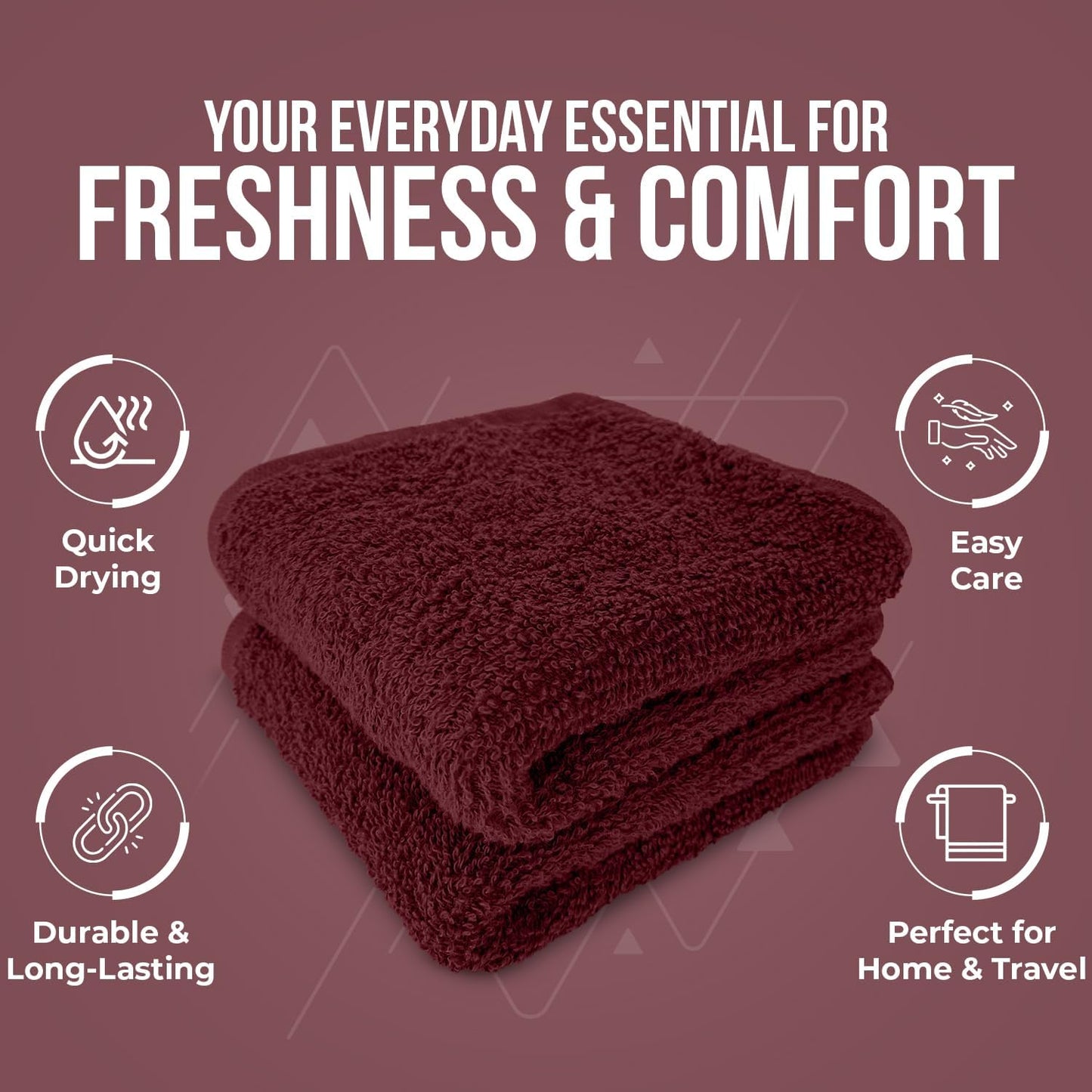 DAN RIVER 100% Cotton Wash Cloths 24 Pack [12x12] Soft & Absorbent wash Cloths for Your face, Gym, Hotels & Spa Perfect for Everyday Use Fingertip Towels, Pomegranate
