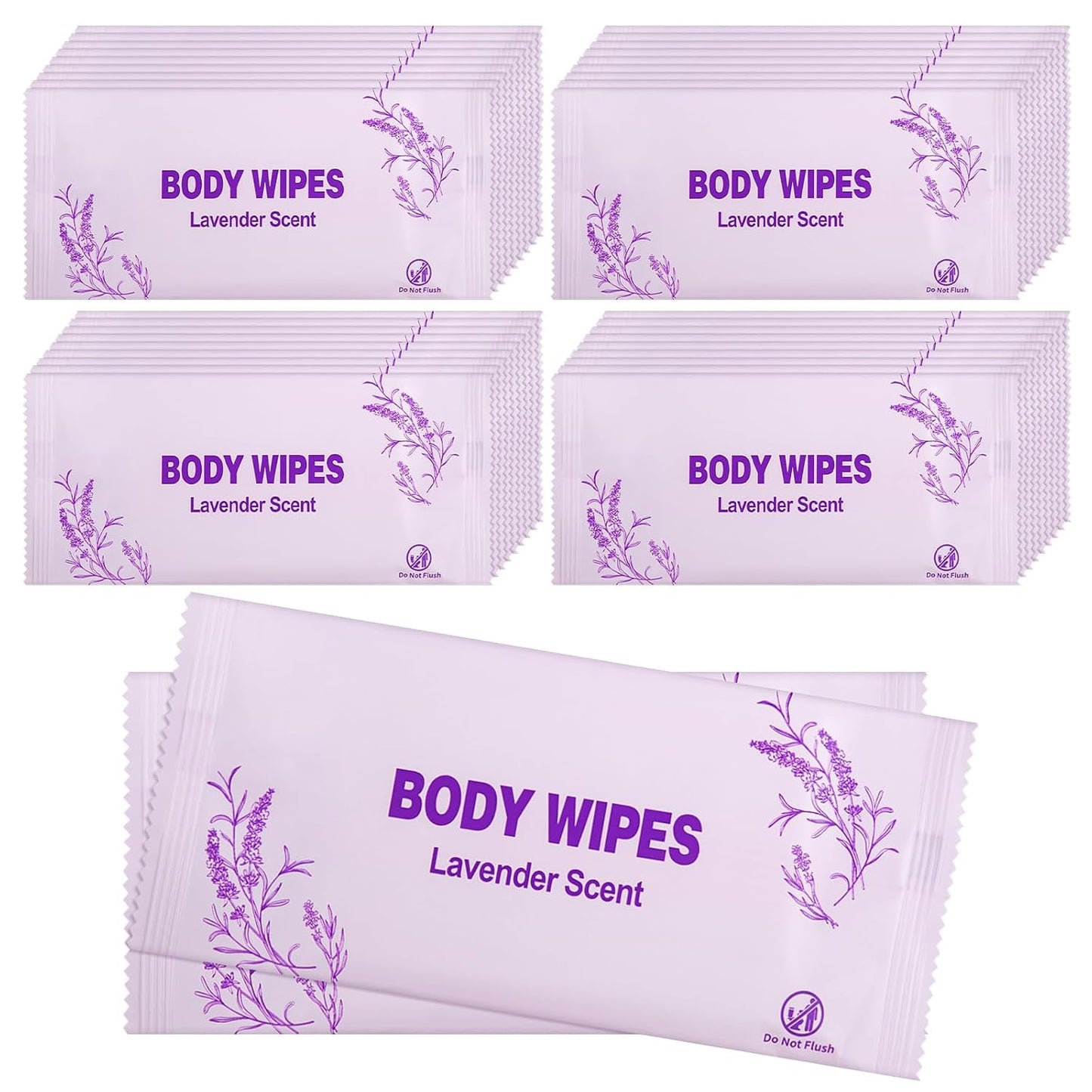 Body Wipes Individually Wrapped, 100 Pack Adult Bath Wipes No Rinse Extra Large Thick (11.8"x7.9"), Suitable for Camping, Gym and Travel, Lavender Scent