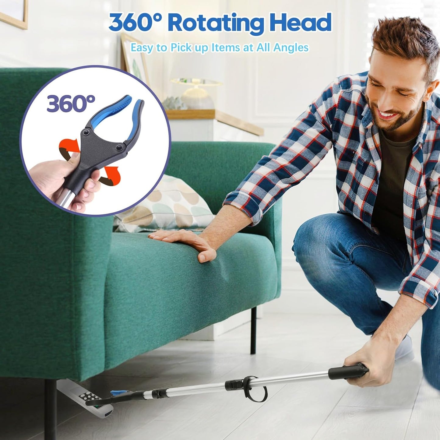 Upgraded 31 Inch Grabber Reacher Tool for Seniors, Trash Picker Upper- Anti Slip Wide Jaw, Stable Center of Gravity, Folds to 12.8 Inch Easy Storage Ideal for Trash Pickup & Surgery Recovery