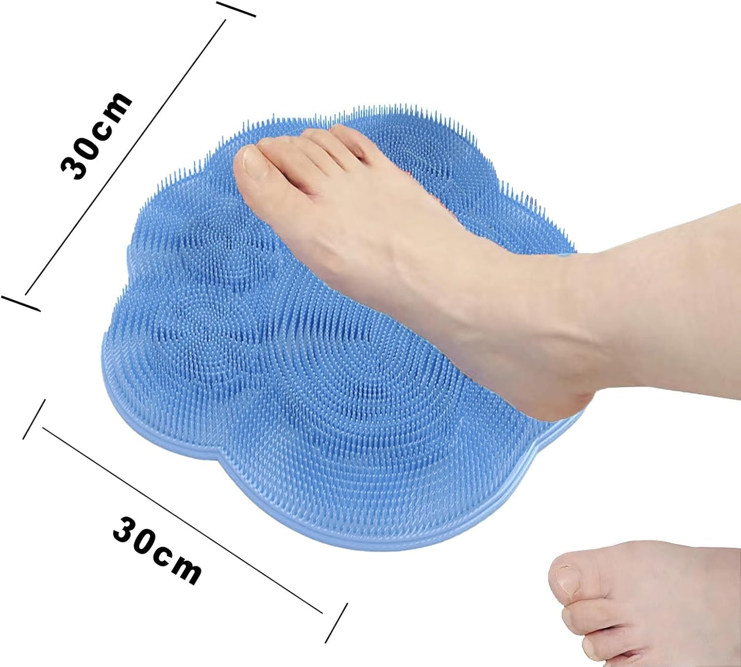 Shower Foot Scrubber Mat,Silicone Foot Scrubber for Shower,Silicone Body Scrubber with Suction Cups,Bath Feet Scrub Mat with Storage Hook(Blue)