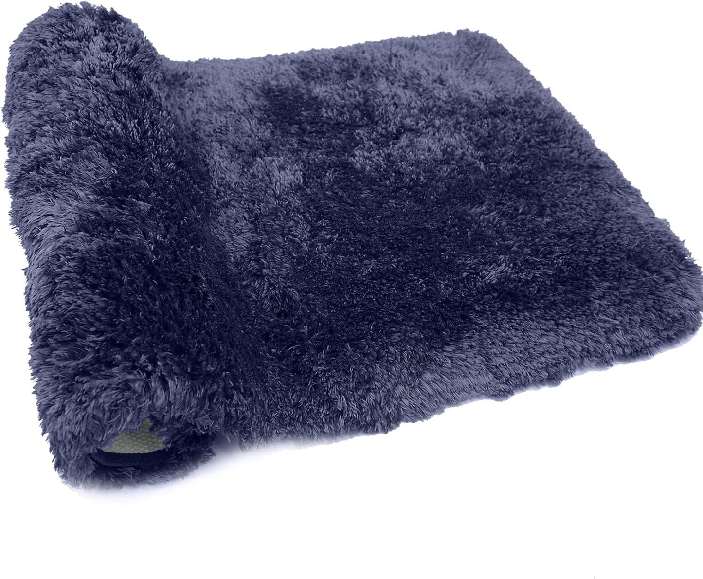 FIFU Bathroom Rugs 17" W x 24" L, Bath Mat for Bathroom, Bedroom, Laundry Room & Kitchen, Non-Slip Rubber Latex Backing, Extra Soft and Absorbent Microfiber Carpet, Machine Washable Rug, Navy Blue