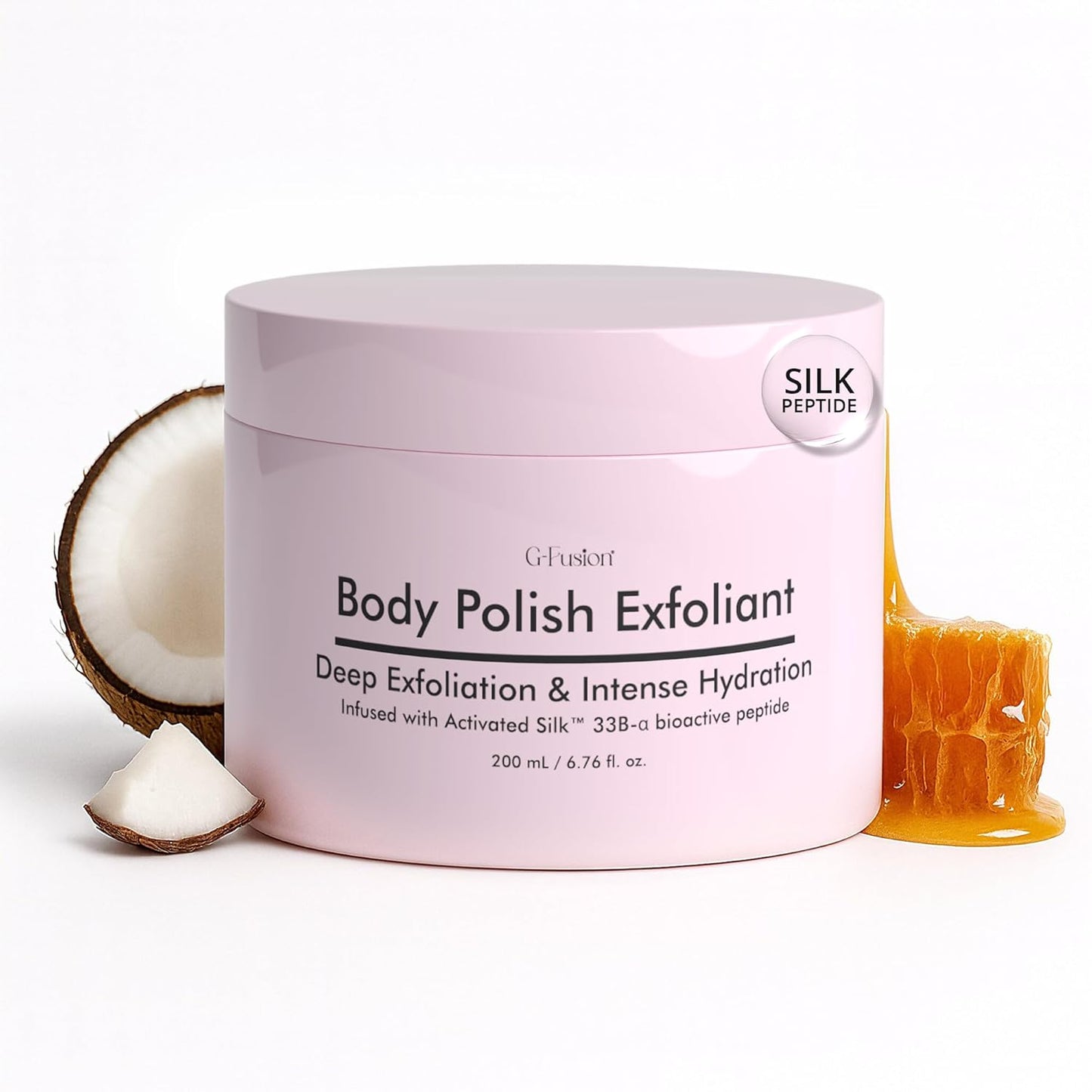Silk Peptide Body Polish Gentle Exfoliant - Honey & Coconut Body Scrubs with Shea Butter, Exfoliants & Hydrating Oils for Smooth, Glowing Skin – Deep Moisturizing & Radiance Boosting Formula