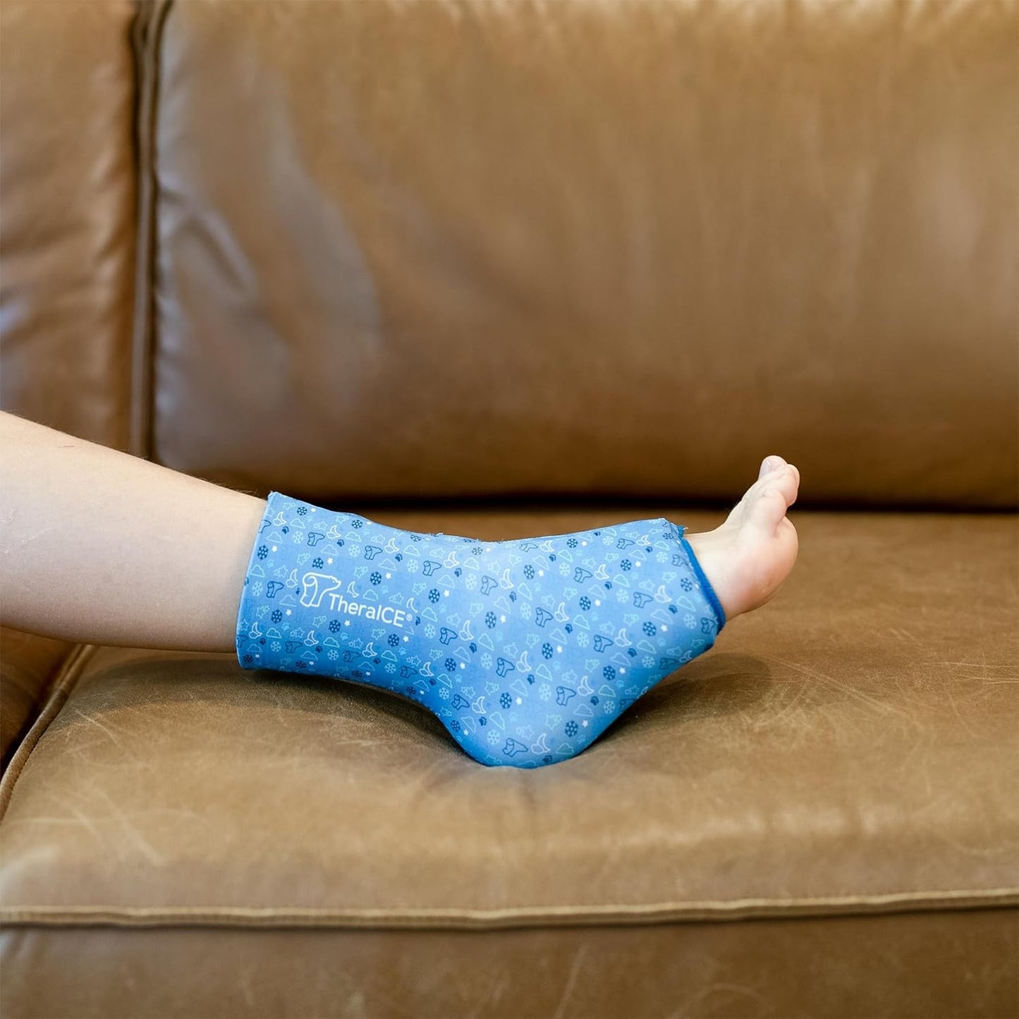 TheraICE Junior Ankle Ice Pack Wrap for Swelling, Reusable for Sprained Ankle Injuries, Cold Therapy Sock Compression, Plantar Fasciitis Relief, Achilles Tendonitis, Sore Feet, Foot & Heel (X-Small)