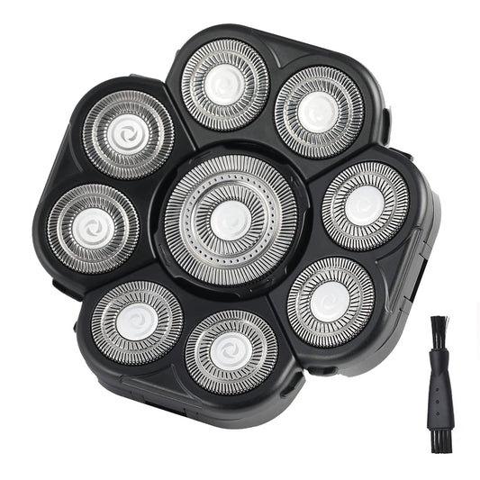 Men's Electric Shavers Replacement Heads Upgraded 9 Blades Head Replaceable Floating Waterproof Electric Razor Shaver Head（Black）