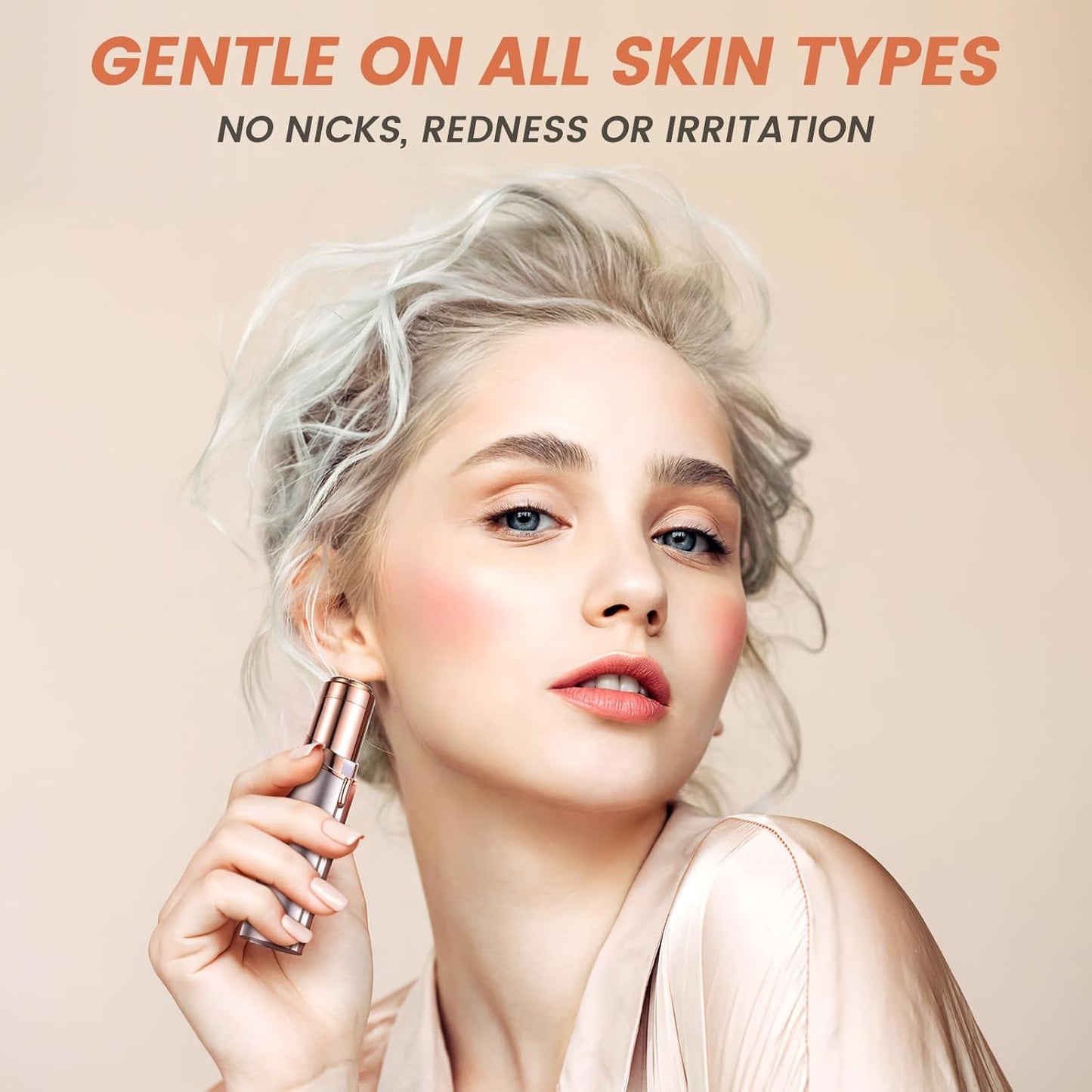 Facial Hair Remover for Women- as Seen on TV Painless Face Shaver -Mini Hair Remover, Electric Razor Shaver Portable Bikini Epilator for Lips, Chin, Armpit, Peach Fuzz, Fingers, Neck, Cheek(Champagne