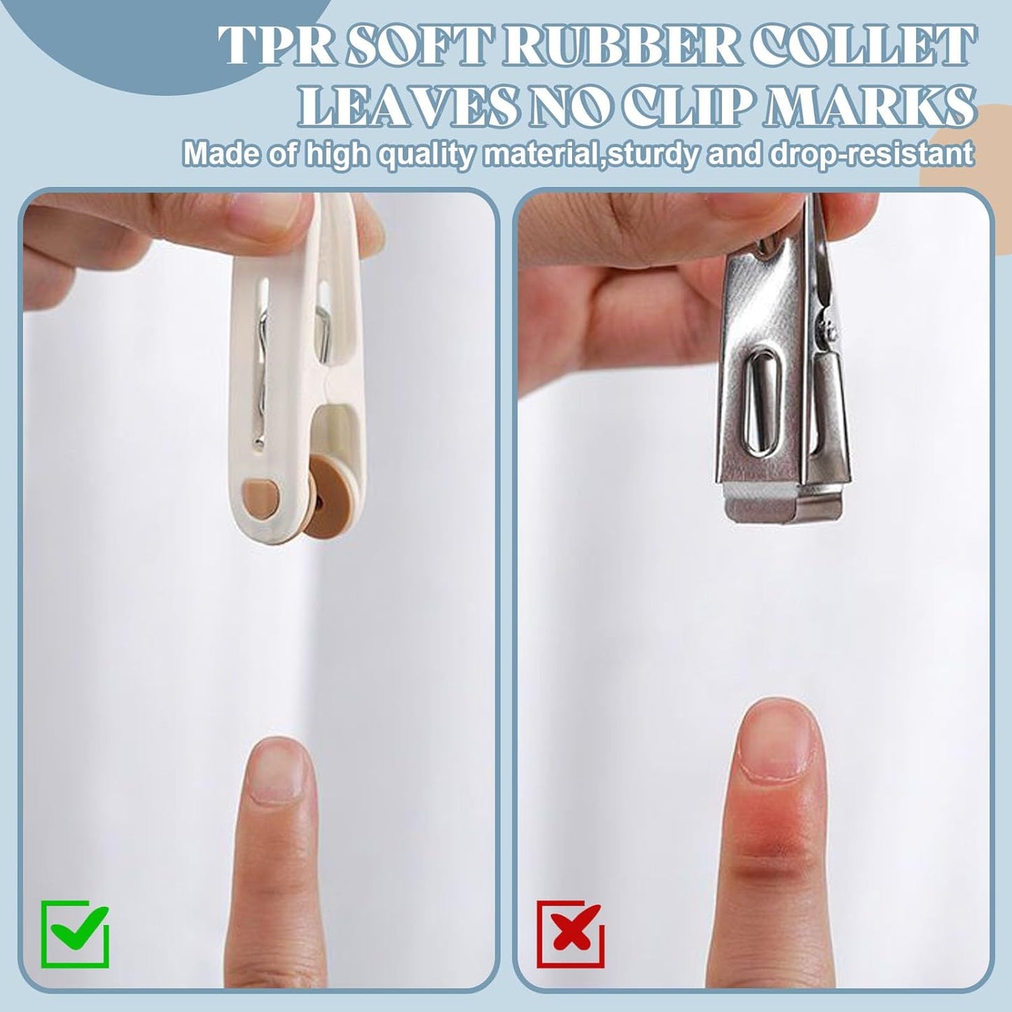 24 Pack Plastic Clothes Pins Heavy Duty Clothespins for Laundry, 2.36 Inch Clothesline Clips Clothes Pegs with No Trace Design, Windproof Clothes Clips for Hanging Clothes, Socks, Towel, Snack (Blue)