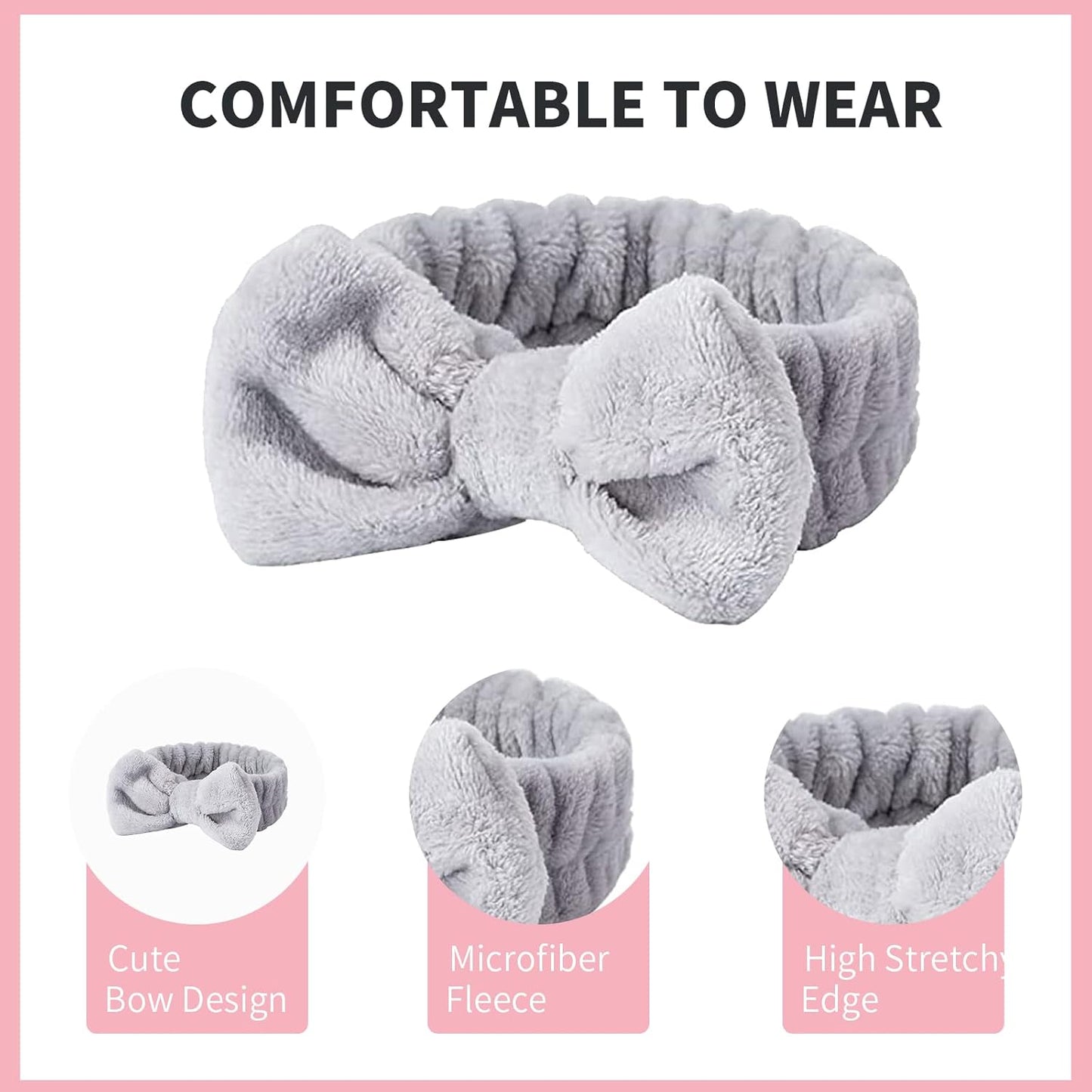 WSYUB Headband for Washing Face, Spa Bow Hair Band, Fluffy Makeup Headbands, Slumber Party Supplies, Facial Headbands