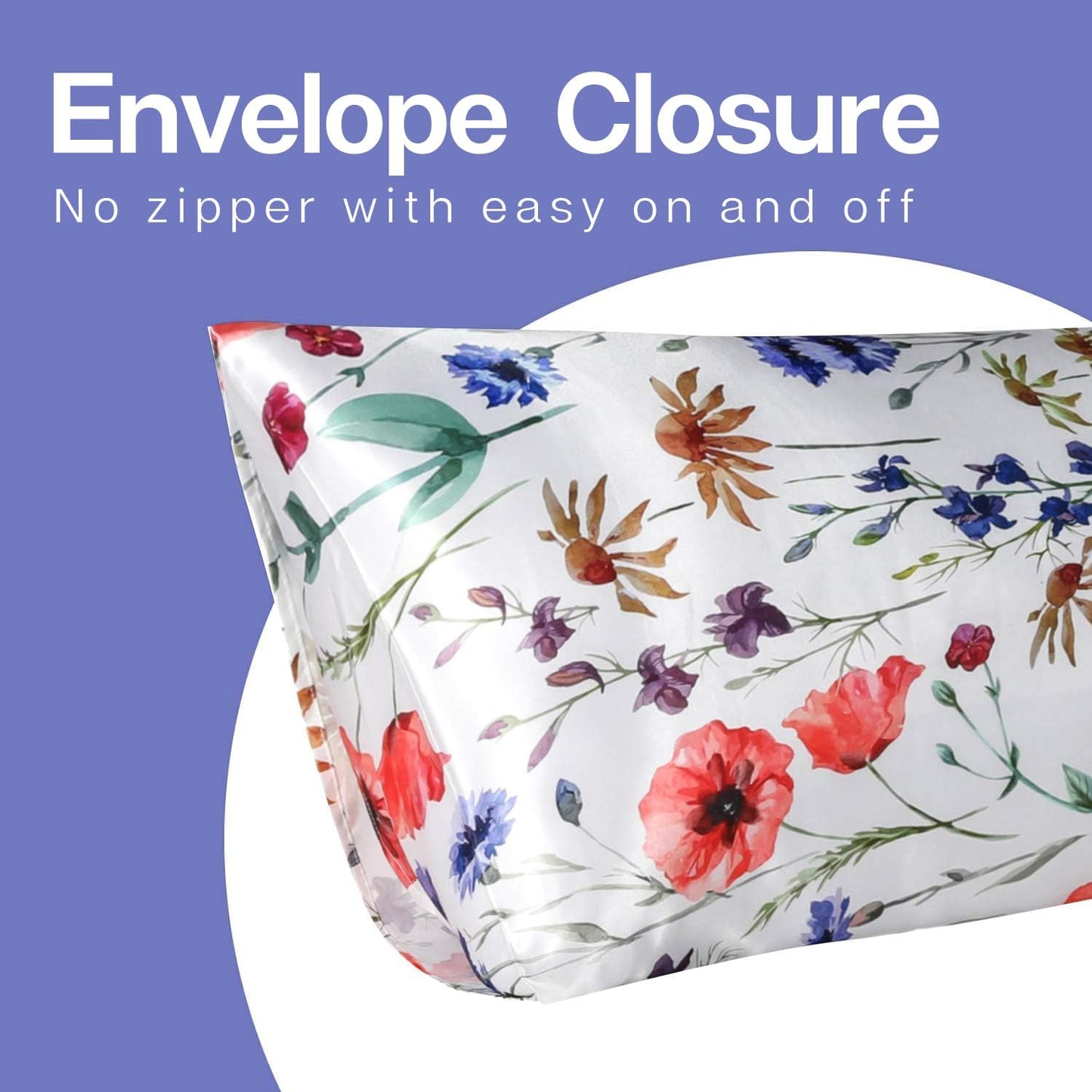 MR&HM Satin Pillowcase for Hair and Skin, Silk Satin Pillowcase 2 Pack, Queen Size Pillow Cases Set of 2, Silky Pillow Cover with Envelope Closure (20x30, Floral Mixted)