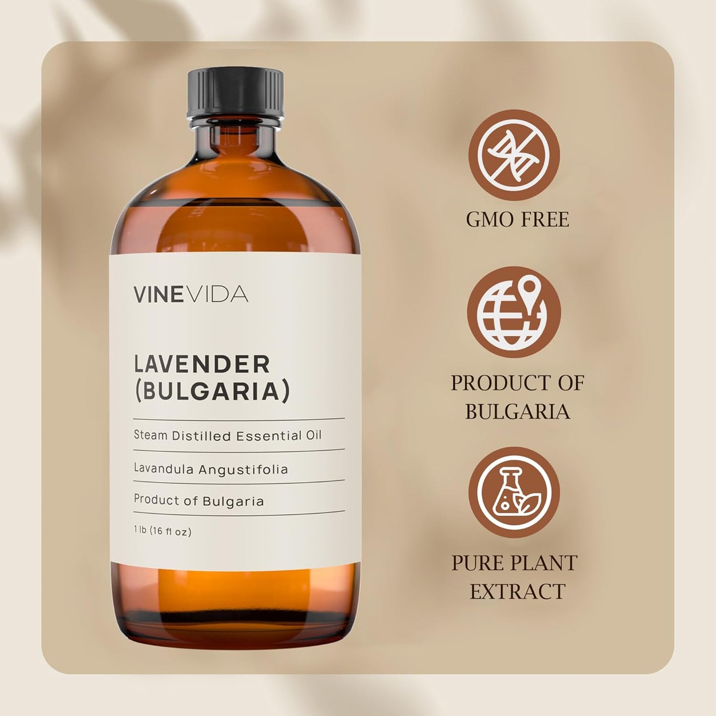 VINEVIDA Lavender Essential Oil 16 oz - Undiluted, Pure, Vegan, and Sustainable