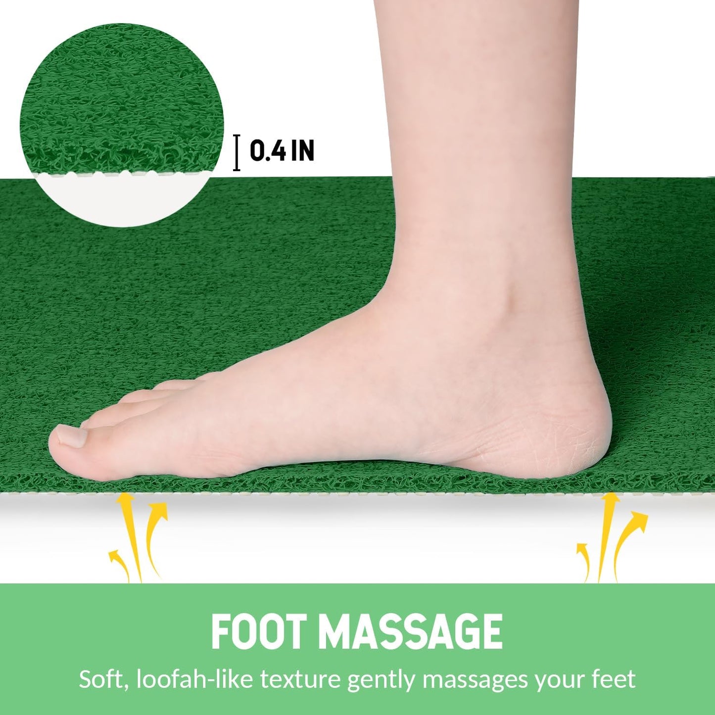 Non-Slip Bathtub Mat, Anti Slip Shower Mat, Fast Drying Bathtub Mats, Foot Scrubber Mat, Anti Slip Mat for Tub, Floor, Bathroom, Kitchen, Home, Hotel (Dark Green 24"×16")