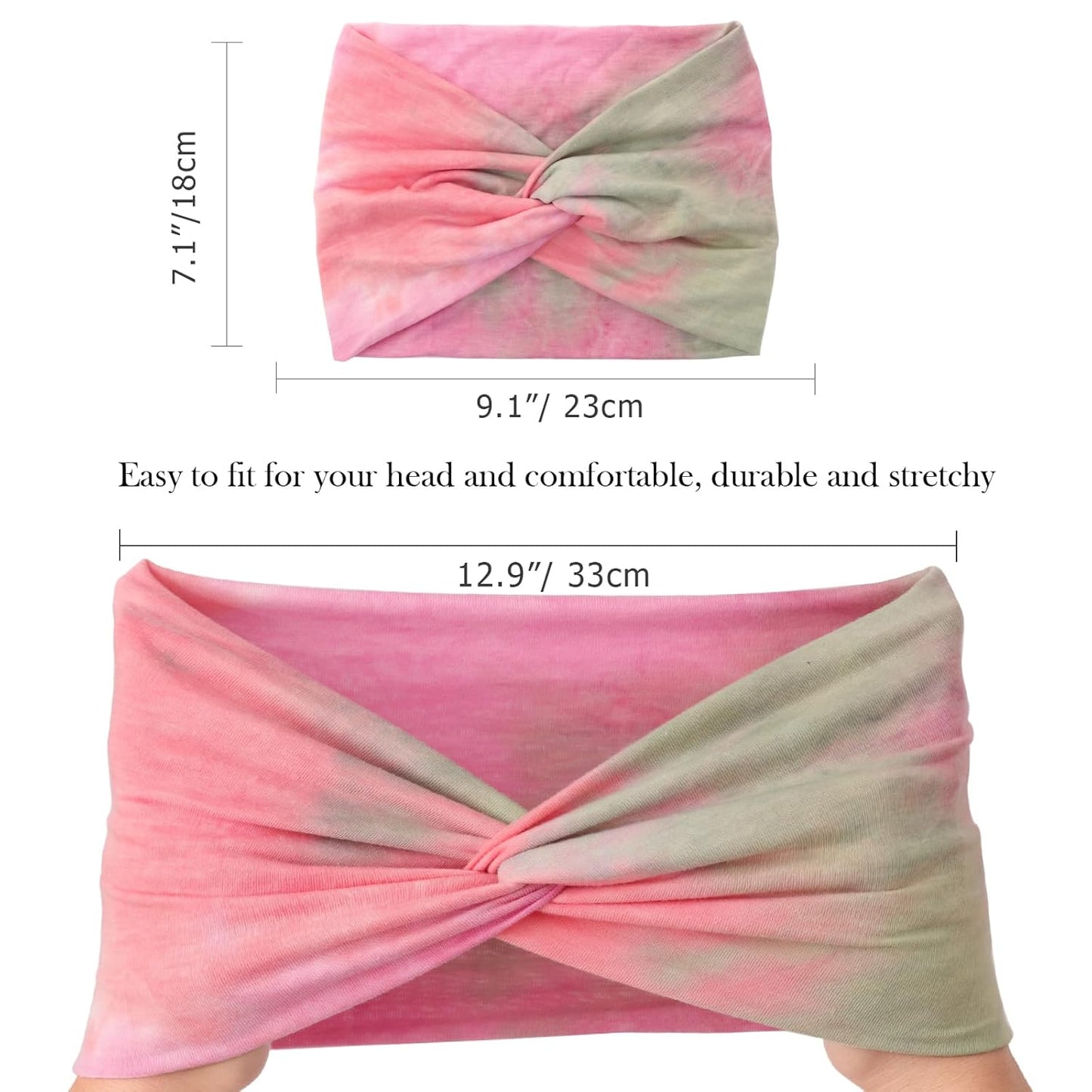 Extra Wide Headbands for Women Large Turban Headband Non Slip Boho Elastic Hairband Hair Twisted Knot Head Bands Accessories