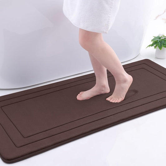 Arotive Memory Foam Bathroom Rug Mat 54x24, Ultra Soft and Absorbent Bath Mat, Machine Wash Dry, Comfortable Bath Rug Carpet for Bathroom Floor, Tub and Shower, Brown