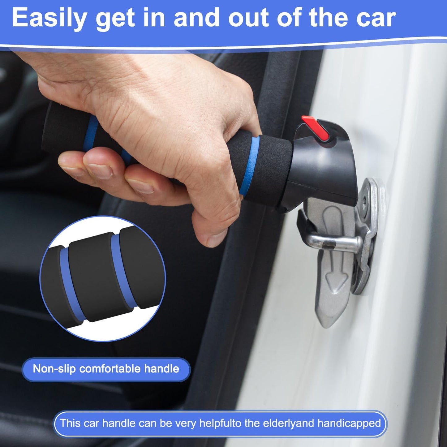 2 Packs 3 in 1 Car Handle Assist,Car Door Handle for Elderly,Support Handle Multifunction Door Latch for Seniors and Handicapped