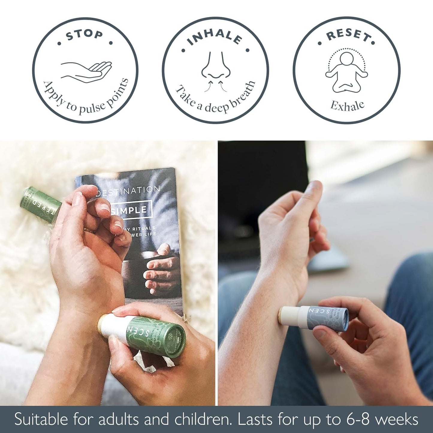 Scentered Aromatherapy Balm Stick Duo for Stress-Relief & Focus - Roll On Essential Oil Blends of Rosemary, Mint, Chamomile - Aromatherapy Gifts for Women - De-Stress & Focus