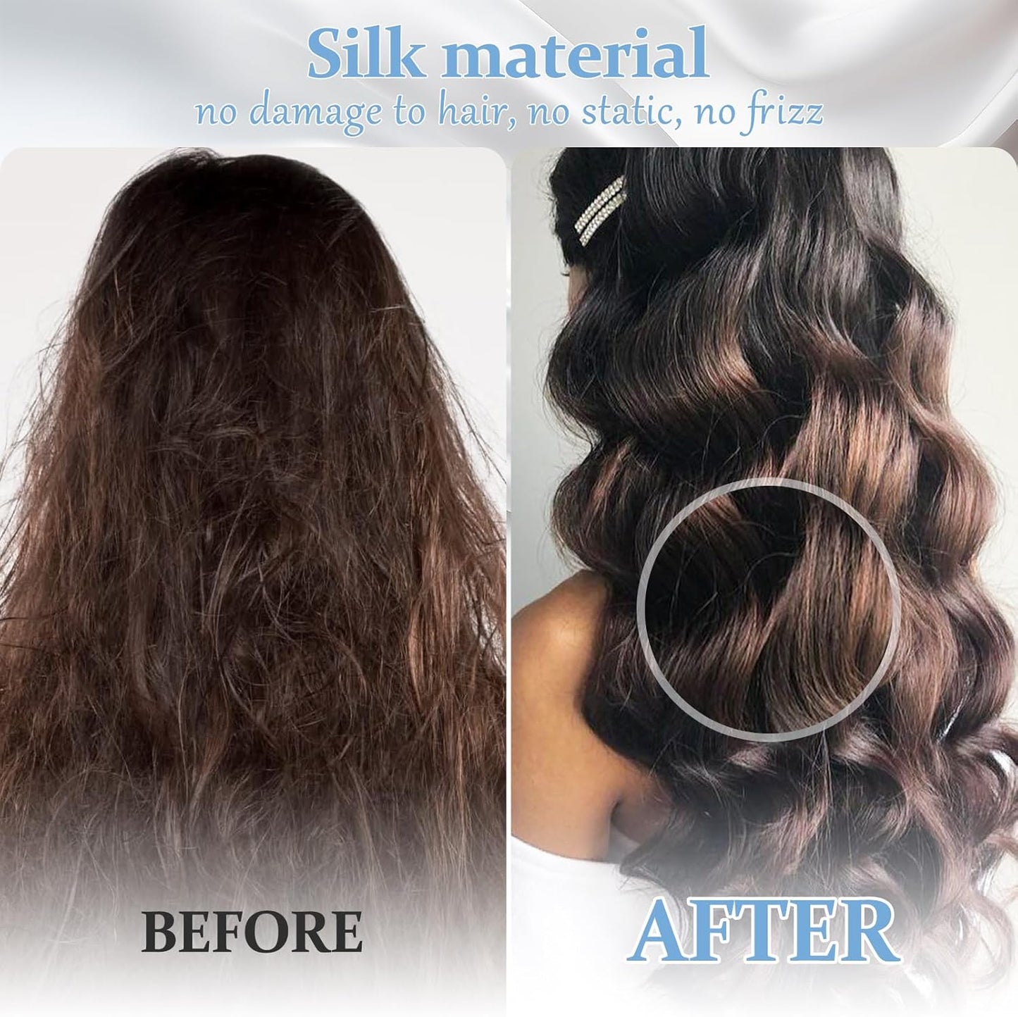 2 Pack 100% Pure Silk Pillowcase for Hair and Skin, Both Sides Mulberry Silk Pillowcases with Hidden Zipper, Cooling Pillowcase 19 Momme, 600 Thread Silk Pillow Cases Standard Size, Light Blue