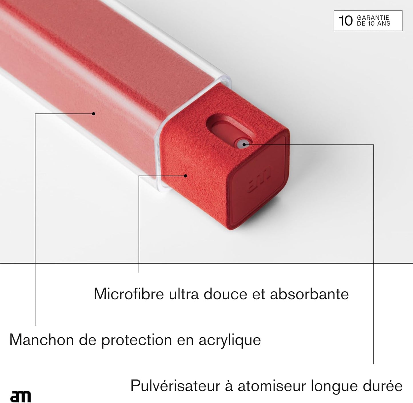 am Screen Cleaner with 7 oz Refill – Alcohol-Free Spray & Microfiber Cloth for iPhone 15 & 14, iPads, Tablets, Laptops, Phones, Smart TVs, Car Displays – Streak-Free, Non-Toxic, Eco-Friendly, Red