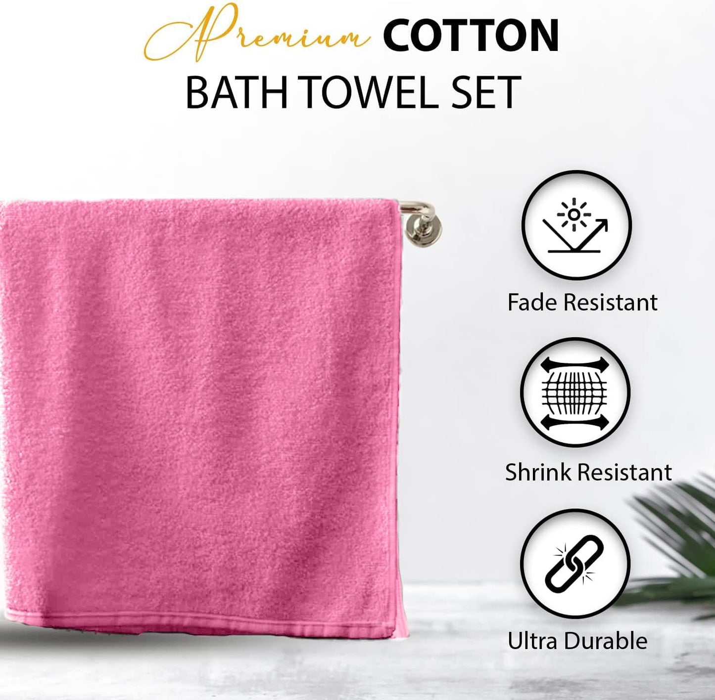 100% Cotton Bath Towels, 24x48 Pack of 6 Towels, Quick Dry, Highly Absorbent, Soft Feel Towel, Gym, Spa, Bathroom, Shower, Pool, Luxury Soft Towels (Pink, 24x48-6 Pack)