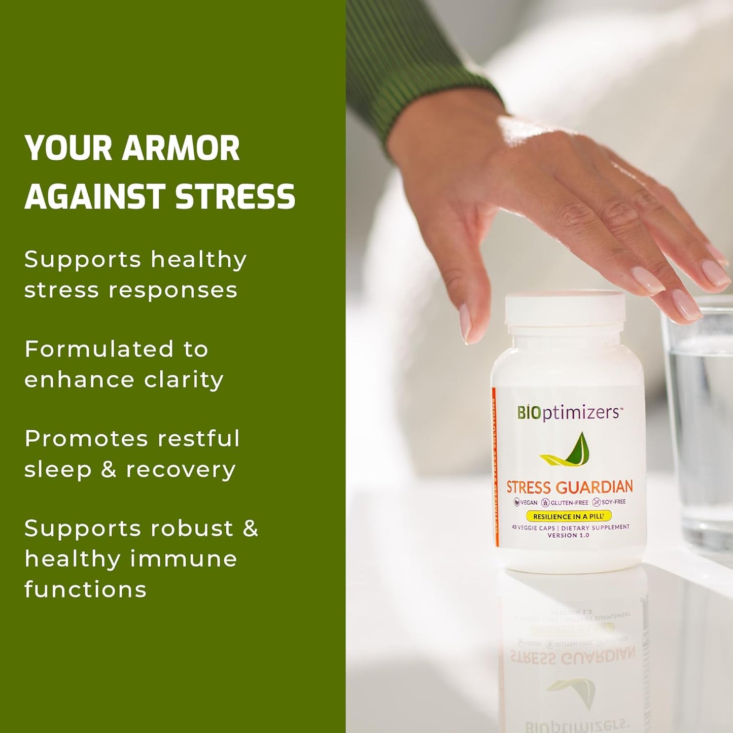 BIOptimizers Stress Guardian – Stress Relief Capsule – Rest Support Management - 45 Capsules