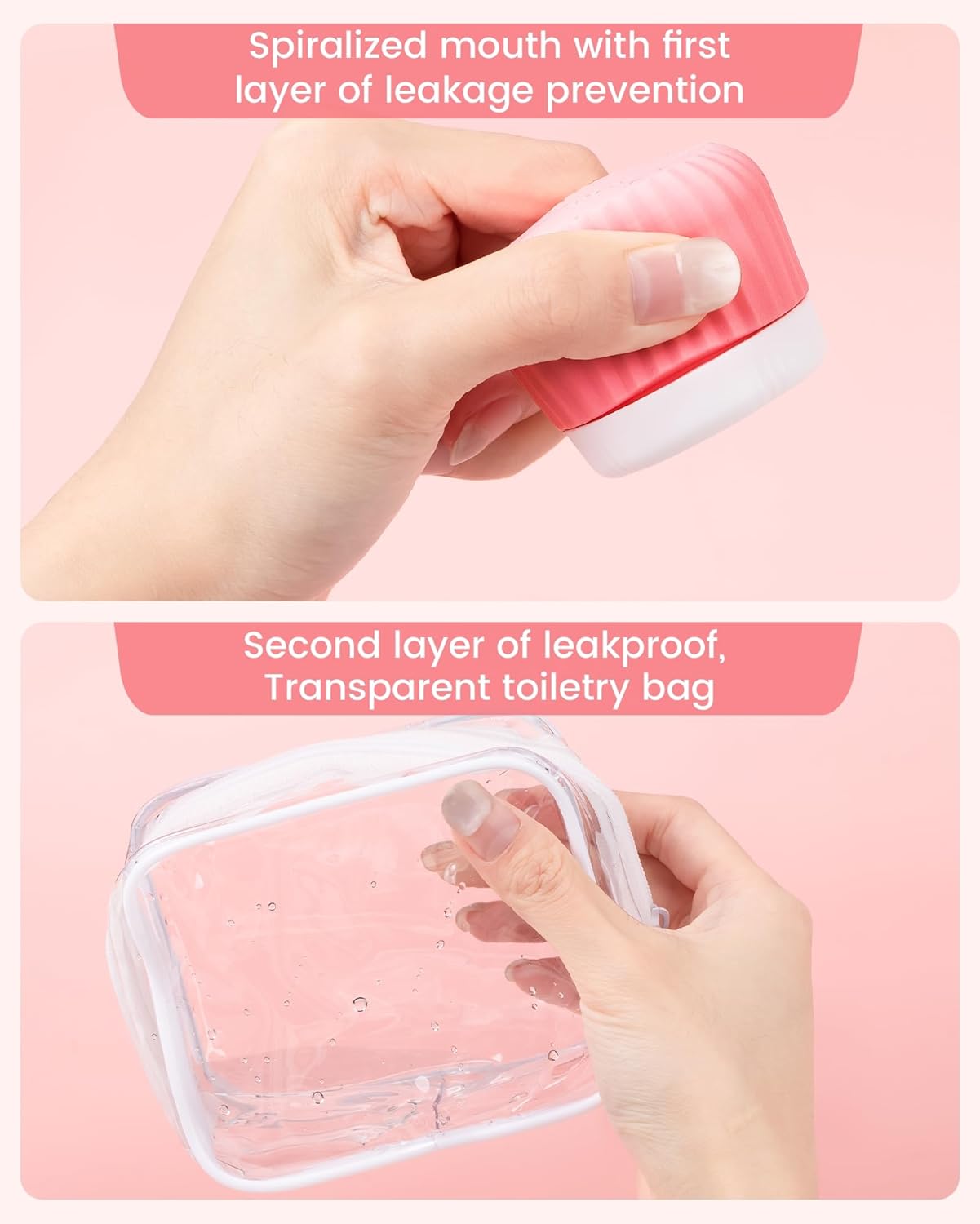 Travel Containers for Toiletries 4 Pack, TSA Approved Travel Size Toiletries, Travel Size Containers, With Clear Bag Leak Proof Silicone Jars, Travel Essentials Creams Jars Carrying Small Items