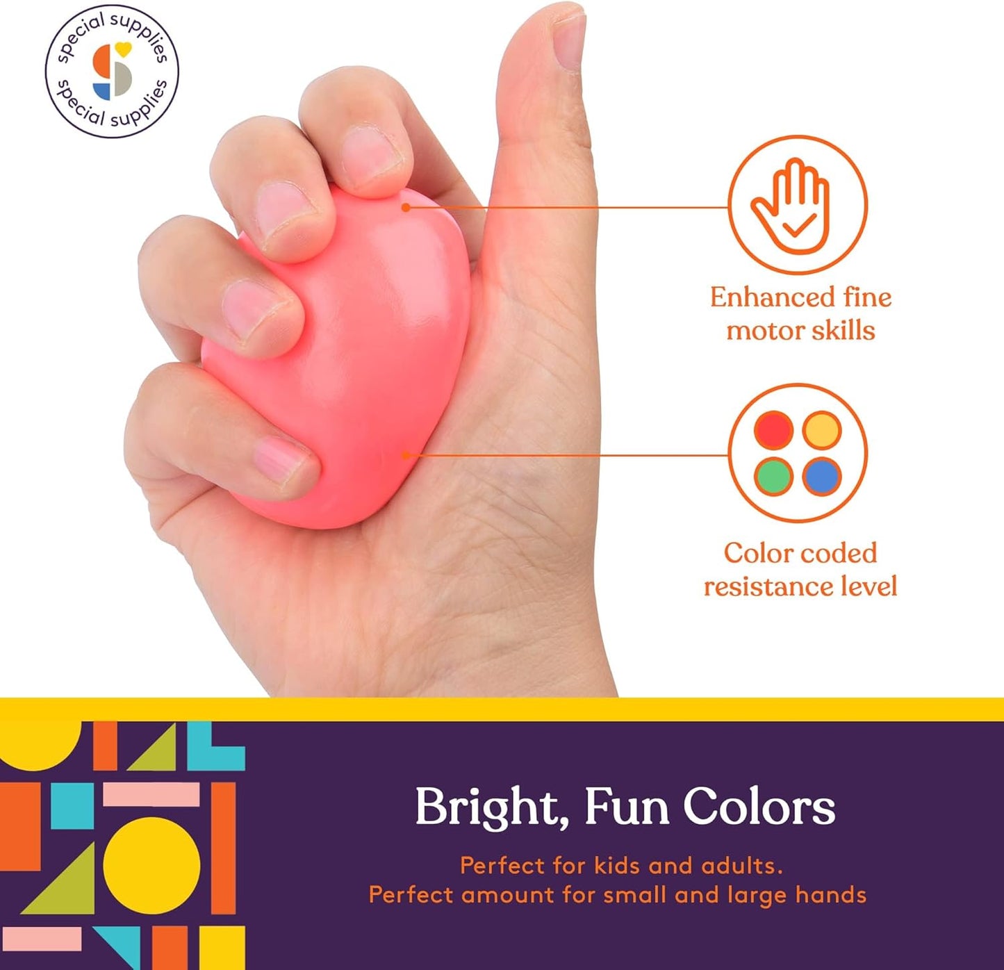 Special Supplies Therapy Putty for Teens and Adults - Resistive Hand Exercise Stress Relief Therapy Putty Kit, Set of 4 Strengths, Three Ounces of Each Putty (Primary Colors)