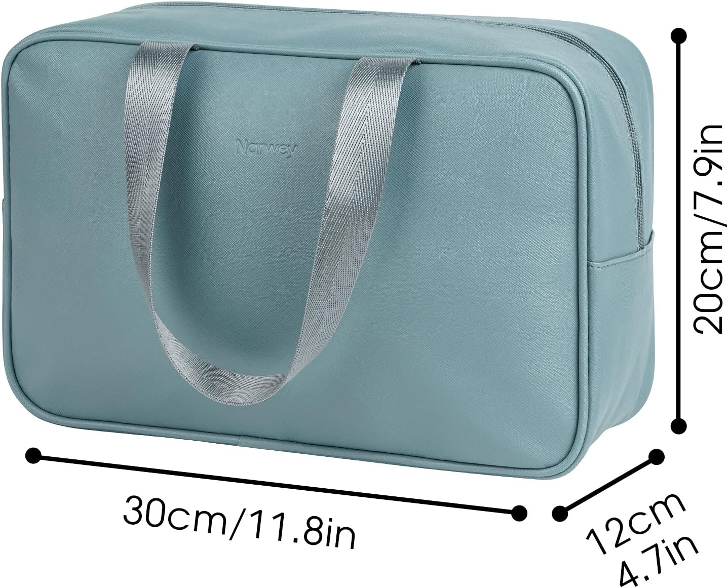 PU Leather Large Travel Toiletry Bag Women Toiletries Bag Skincare Bag Makeup Bag Organizer Make up bag Cosmetic Bag Medicine Bag for Girls (Large, Greyish Blue)