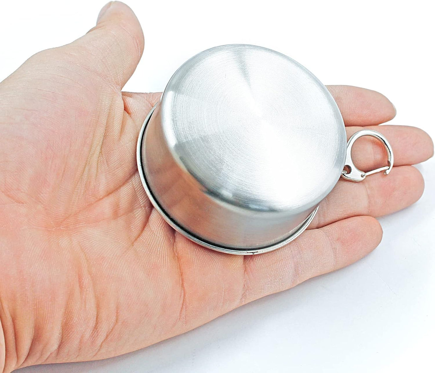 Litoexpe 5oz Collapsible Travel Cup With Keychain, Stainless Steel Folding Camping Cup Portable Drinking Mug For Hiking, Picnic and other Outdoor Activities, 150ml