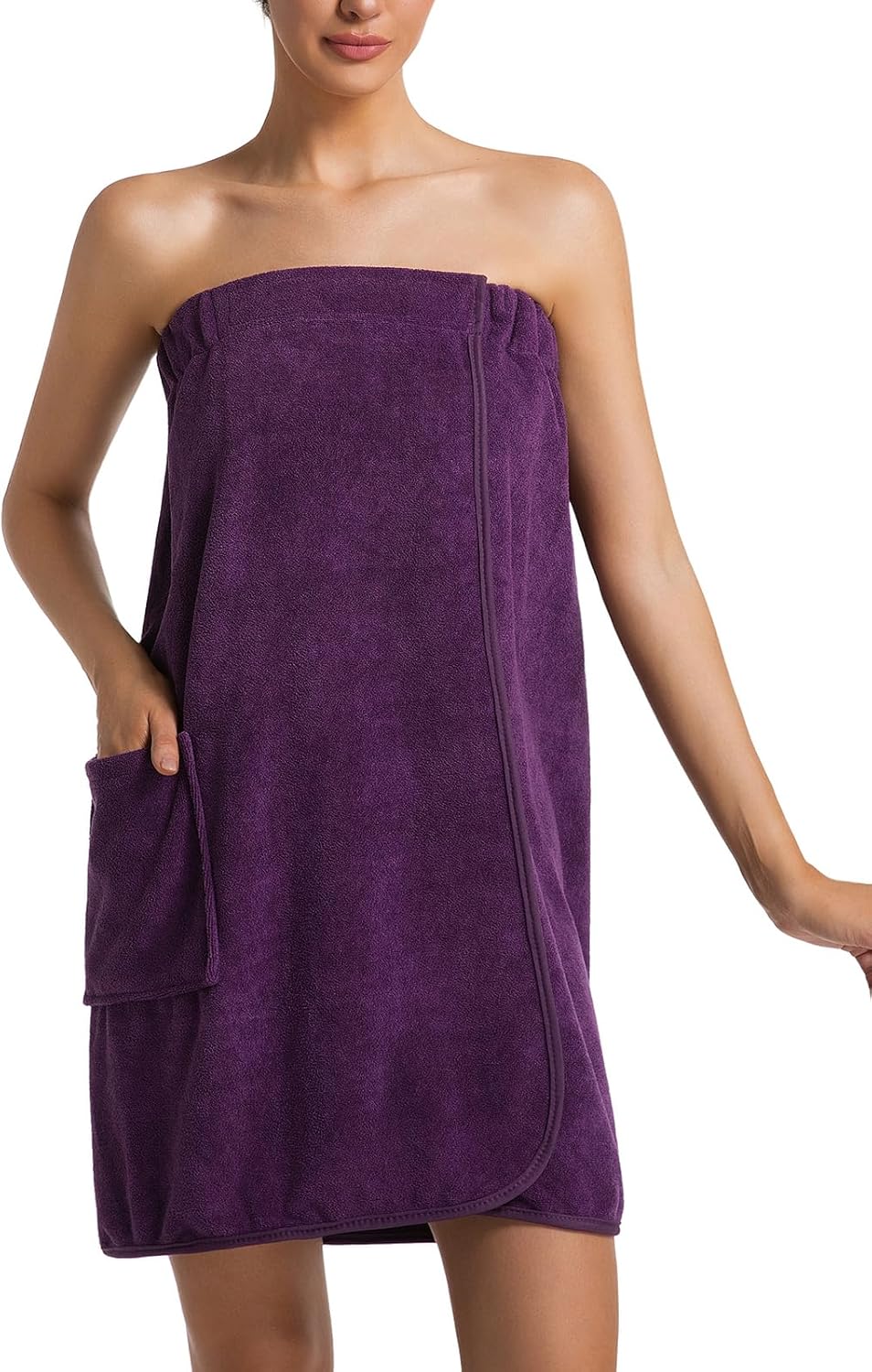 Womens Bath Body Wrap Towel Lightweight Shower Spa Wrap Robe Adjustable Closure Bathrobe