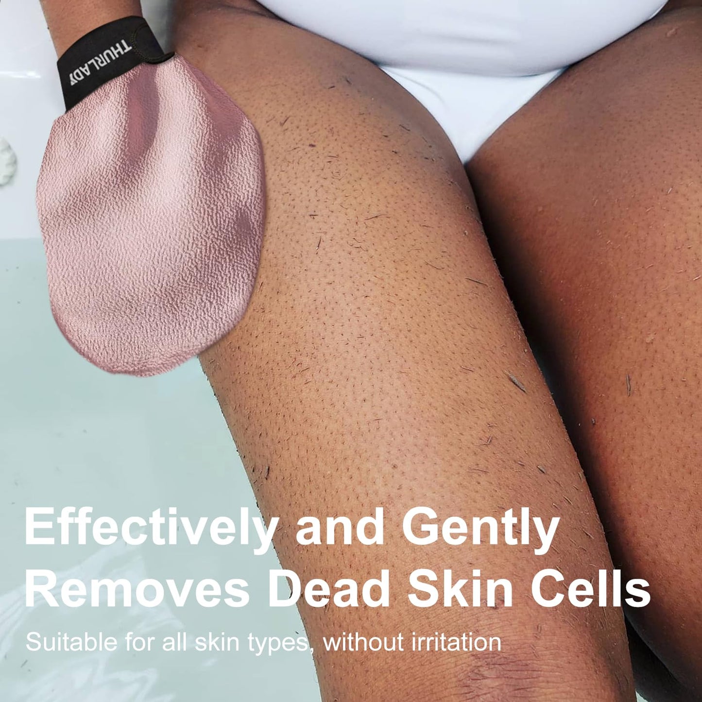 Exfoliating Glove - Korean Exfoliating Mitt - Exfoliating Body Scrubber, Body Exfoliator Scrubber, Viscose Fiber Shower Mitt, Dead Skin Remover for Smooth Skin, Self-Tan Prep & Removal, Peach