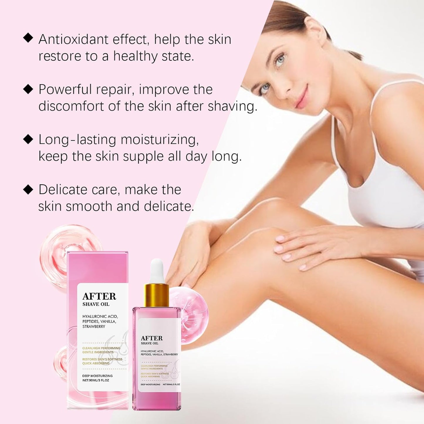 Strawberry Vanilla After Shave Oil, Daily Care Essential Oil, Soothes and Deeply Moisturizes Skin, Relieves Post-Shave Discomfort, For All Skin Types, 3 FL OZ