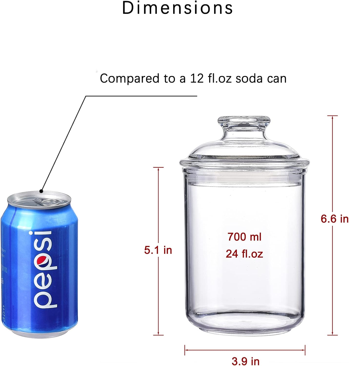 24oz Acrylic Storage Jar, Airtight Lid with Silicone Sealing Ring, Ideal Canister Container for Sugar, Tea, Spices, Herbs, Shells, Bath Salt, Christmas Decorative Apothecary Jars