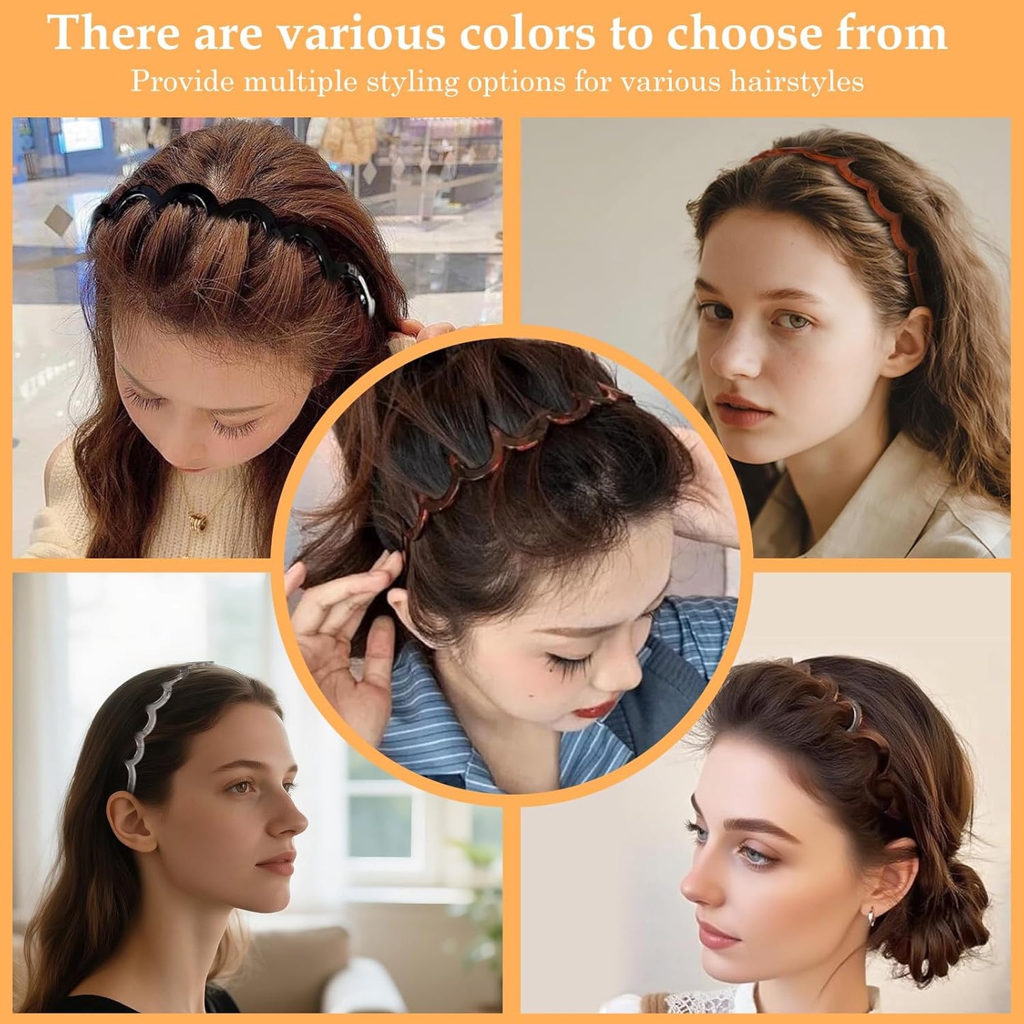 5Pcs U Shape Fashion Tooth Hair Comb Headband, High Cranium Head Bands for Women's Hair, Wavy Teeth Hairs Hoop, Vintage High Cranium Hairband for Women (5Pcs Mix, One Size)