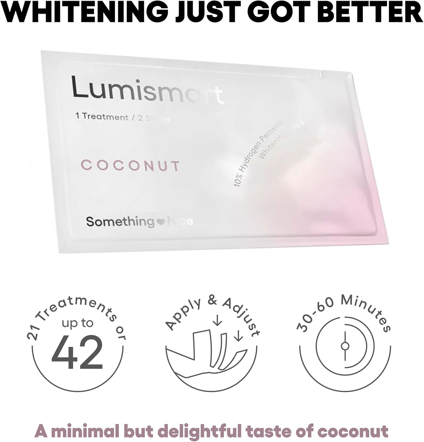 Something Nice Lumismart Whitening Strips - Dentist-Designed, Enamel Safe, up to 42 Treatments with Smart Adjust - Teeth Whitening Strips in Coconut for Sensitive Teeth