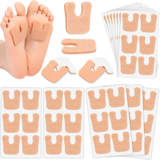Jollidecor Callus Cushions U Shaped Felt Callus Pads Self Adhesive Foot Pads, 72Pcs Keep Calluses from Rubbing on Shoes Adhesive Pads for Men and Women, Brown