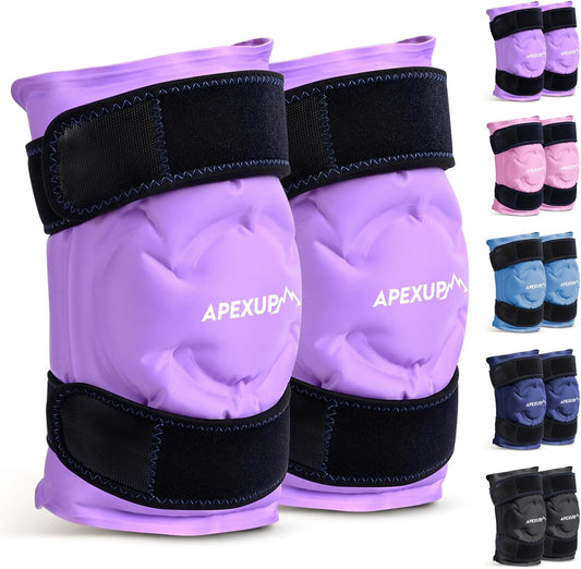 APEXUP Ice Pack for Knee Pain Relief, Large Reusable Wrap After Surgery, Flexible Gel Cold Pack for Injuries, Pain Relief for Back, Shoulder, Elbow, Ankle and Leg (Purple, L, 2PK)