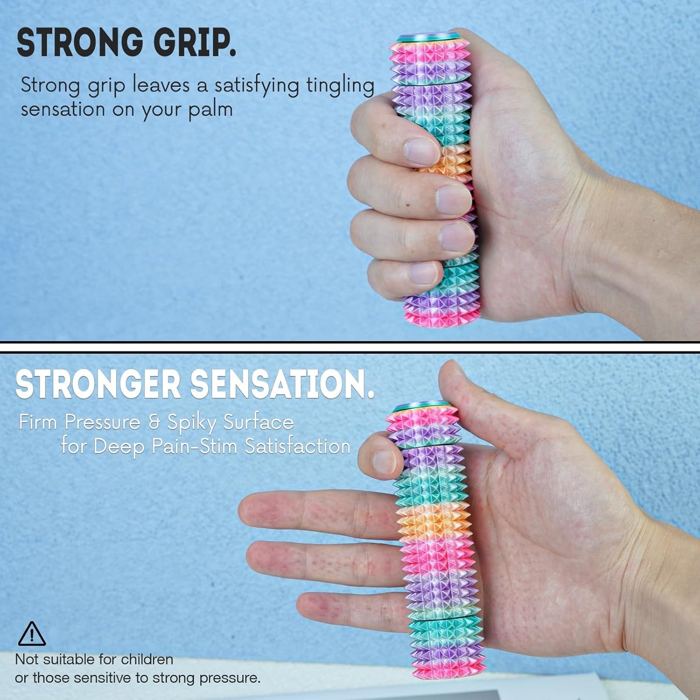 Fidget Roller Adults Teens Sensory Little Stim Gadget for Anxiety Relief Mild Ouchie,Desk Focus Tool Portable Hand Spinner Gifts Idea White Elephant Stocking Christmas(Rainbow,Full Grip)