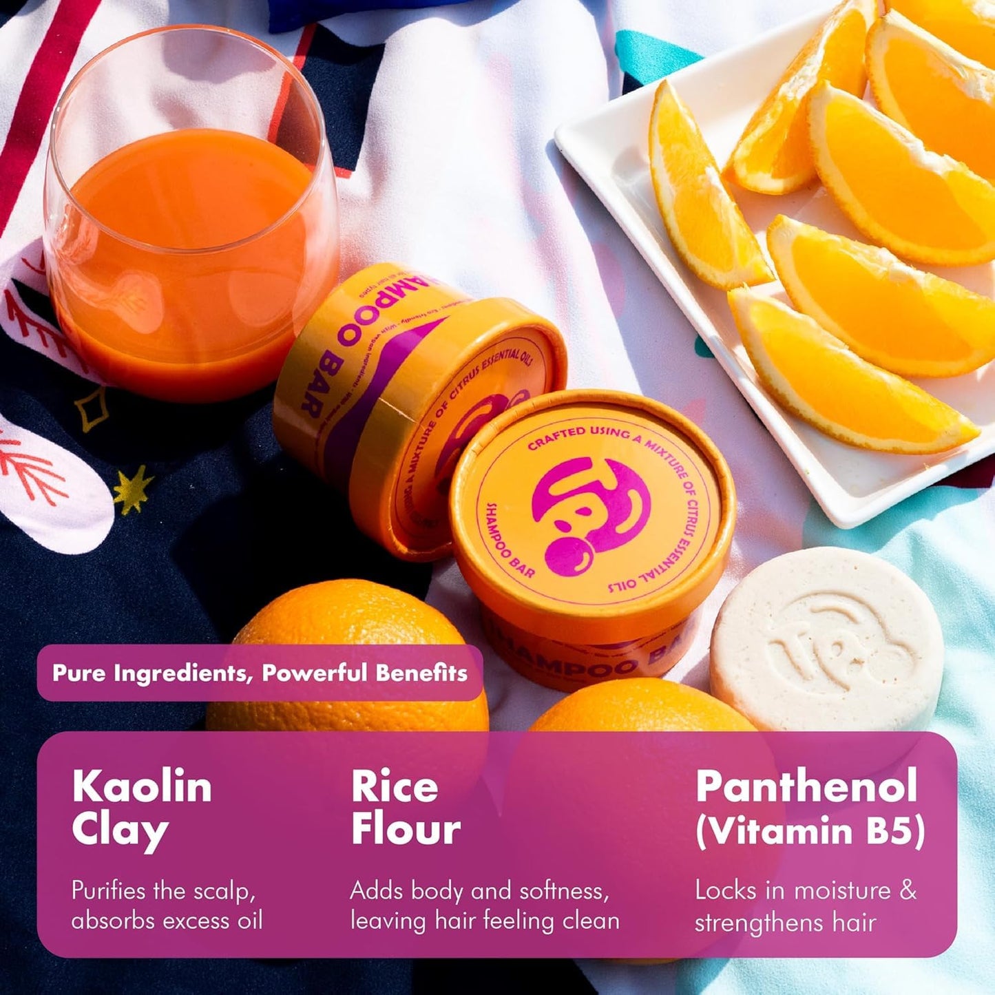 Vitamin B5 + Citrus Essential Oils Shampoo Bar – Dry shampoo for Hair Care - Women & Men – Strengthens Damaged Hair – Natural, Paraben & Sulfate-Free – All Hair Types – Made in USA – 4.5oz (Pack of 2)