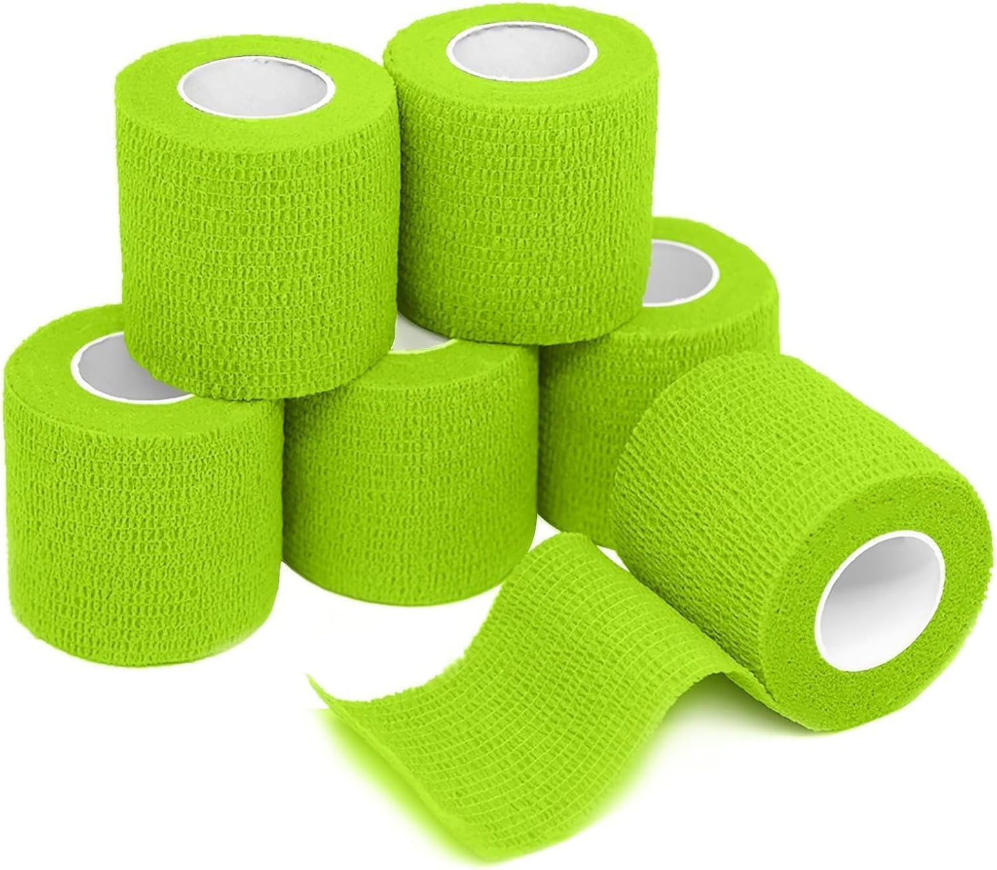 FriCARE Self Adhesive Bandage Wrap, Medical Tape in First Aid Kit, Cohesive Bandages for Wounds Sport Vet, 2 Inches X 5 Yards 6 Rolls, Grass Green