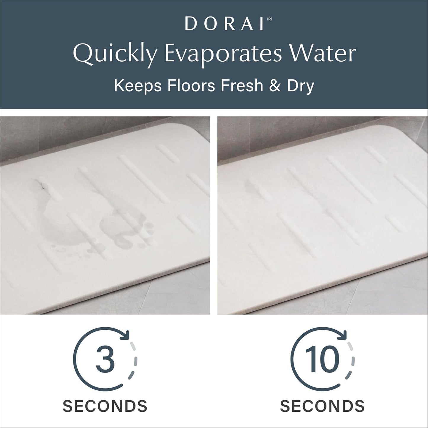 Dorai Home Bath Stone Mat 23.6"x15.4" – Luxury Diatomite Stone Mat, Quick-Dry, Non-Slip, Rain Sandstone