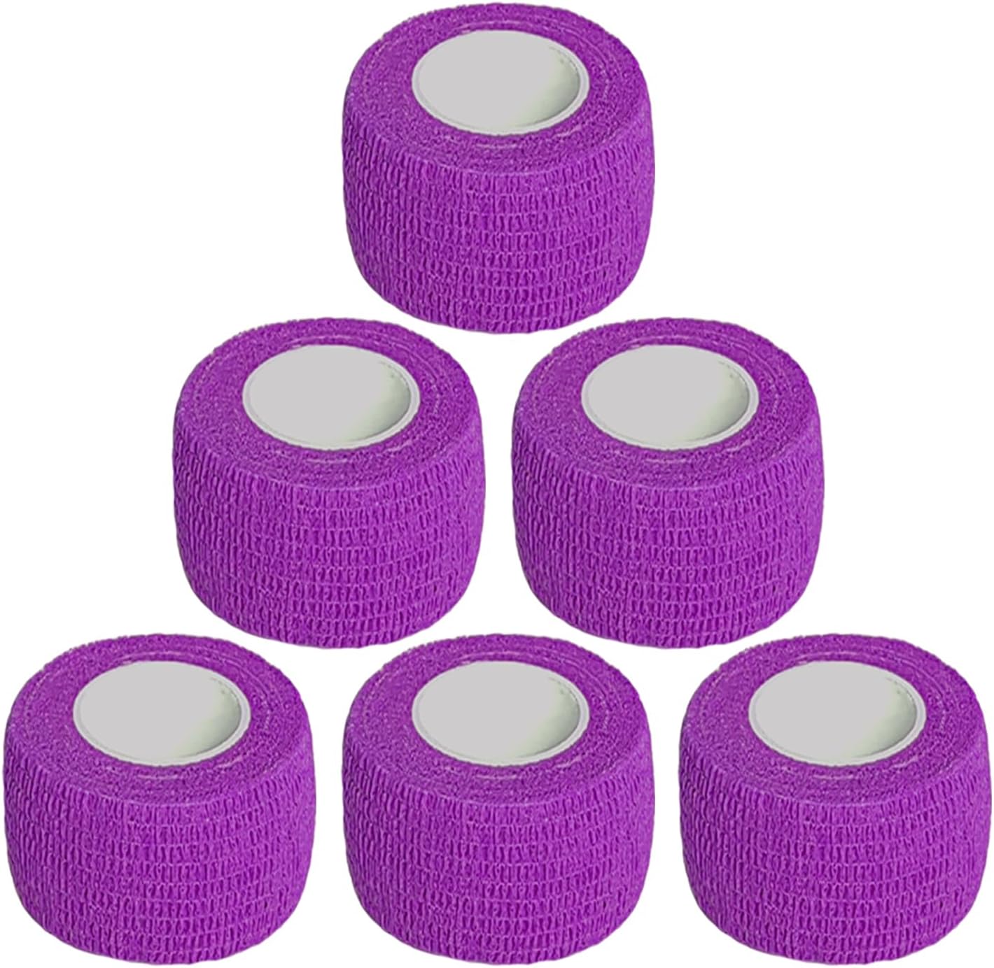 Hysiwen 6 Pack 1" x 5 Yards Self Adhesive Bandage Breathable Cohesive Wrap Self Adherent Vet Tape Self Stick Bandage Wrap for Sports, Athletic, Wrist, Ankle(Purple)