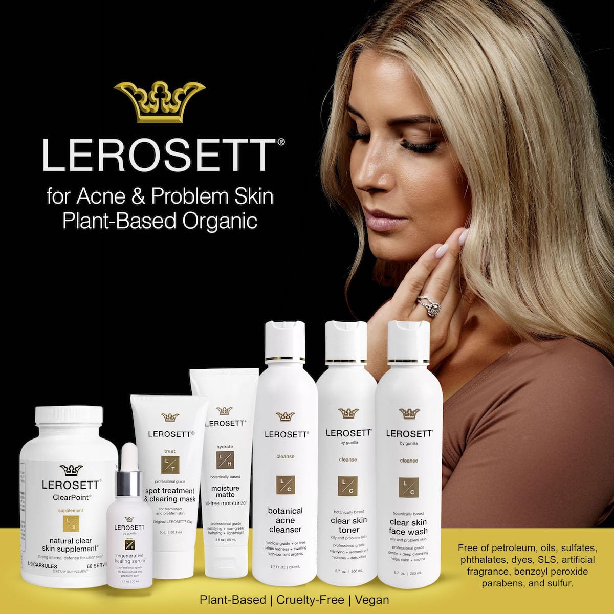 LEROSETT Facial Clay Mask for Acne, Oily Skin, Visibly Tightens Pores. Overnight Spot Treatment for Pimples, Blemishes, Cysts, Blackheads. 100% Natural, Spa-Grade, Made in Sweden Since 1987