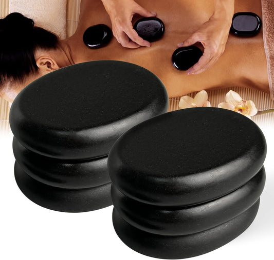 Hot Stones Massage Set - 6 Essential Basalt Hot Stones Massage Kit, Hot Rocks Massage Stones for Professional or Home SPA, Relaxing, Healing, Pain Relief