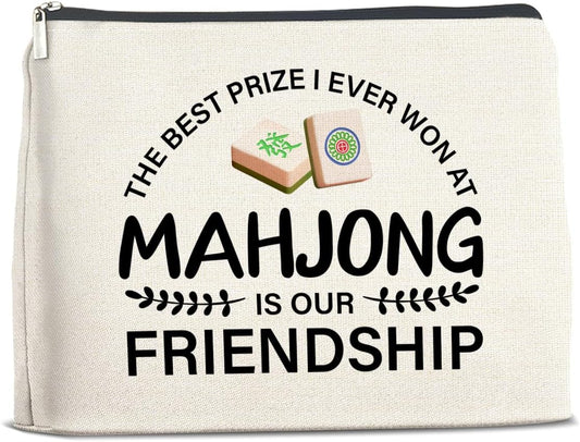 Funny Mahjong Makeup Bag Gifts for Women Mahjong Players Cosmetic Bag Zipper Pouch