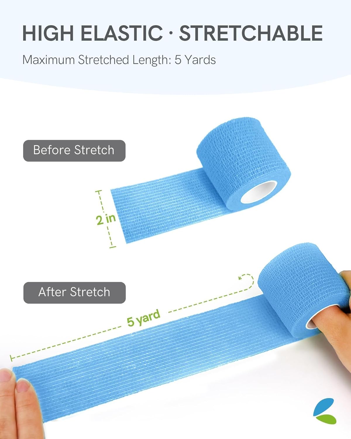 FriCARE Self Adhesive Bandage Wrap, Medical Tape in First Aid Kit, Cohesive Bandages for Wounds Sport Vet, 2 Inches X 5 Yards 6 Rolls, Ocean