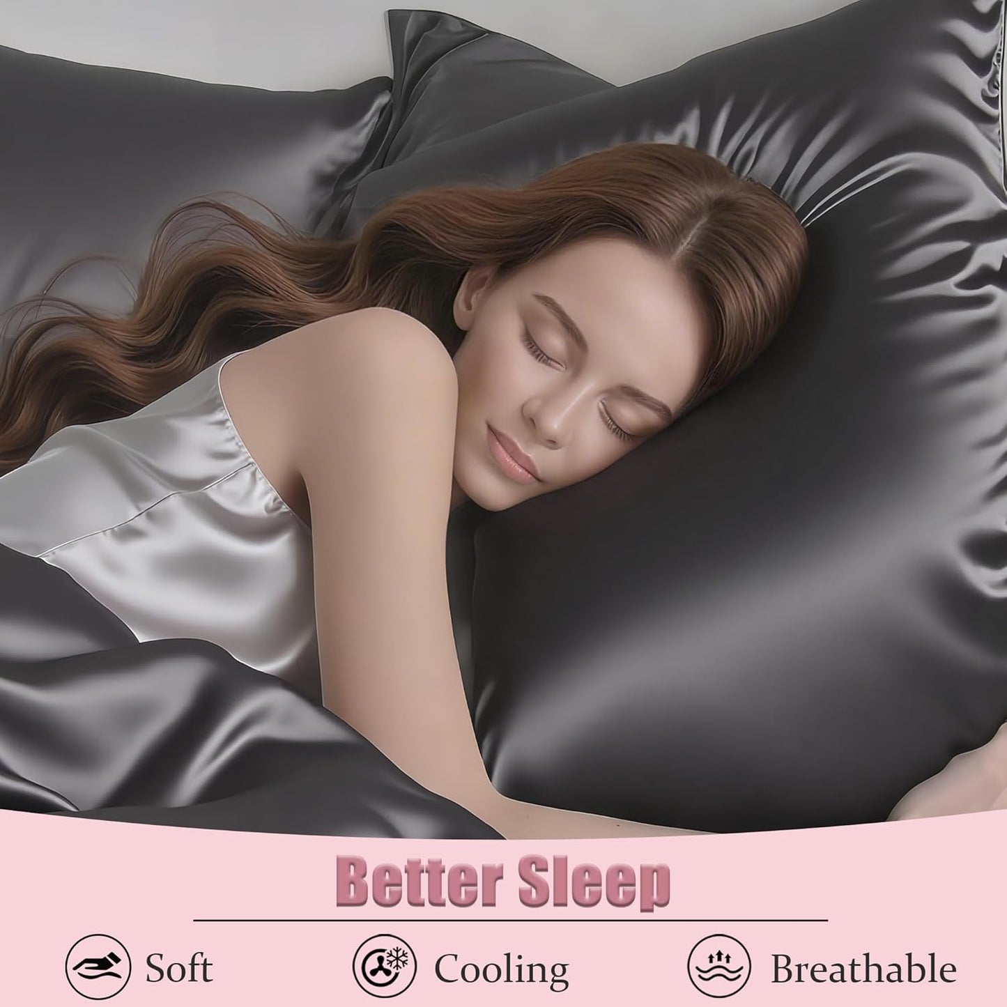 Mulberry Silk Pillow Cases Queen Size Set of 2, Ultra Smooth Soft Breathable Cooling Pillow Cases for Hot Sleepers, Silk Satin Pillowcases 2 Pack with Zipper for Hair and Skin, Gifts for Women