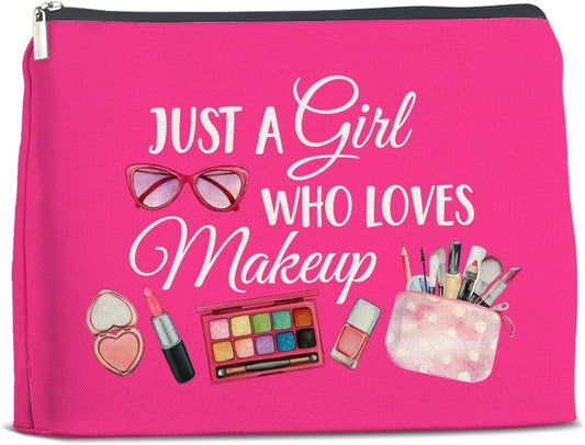 Make Up Cosmetic Bag Gifts for Women Sister Daughter, Just a Girl Who Loves Makeup Bag Zipper Makeup Pouch