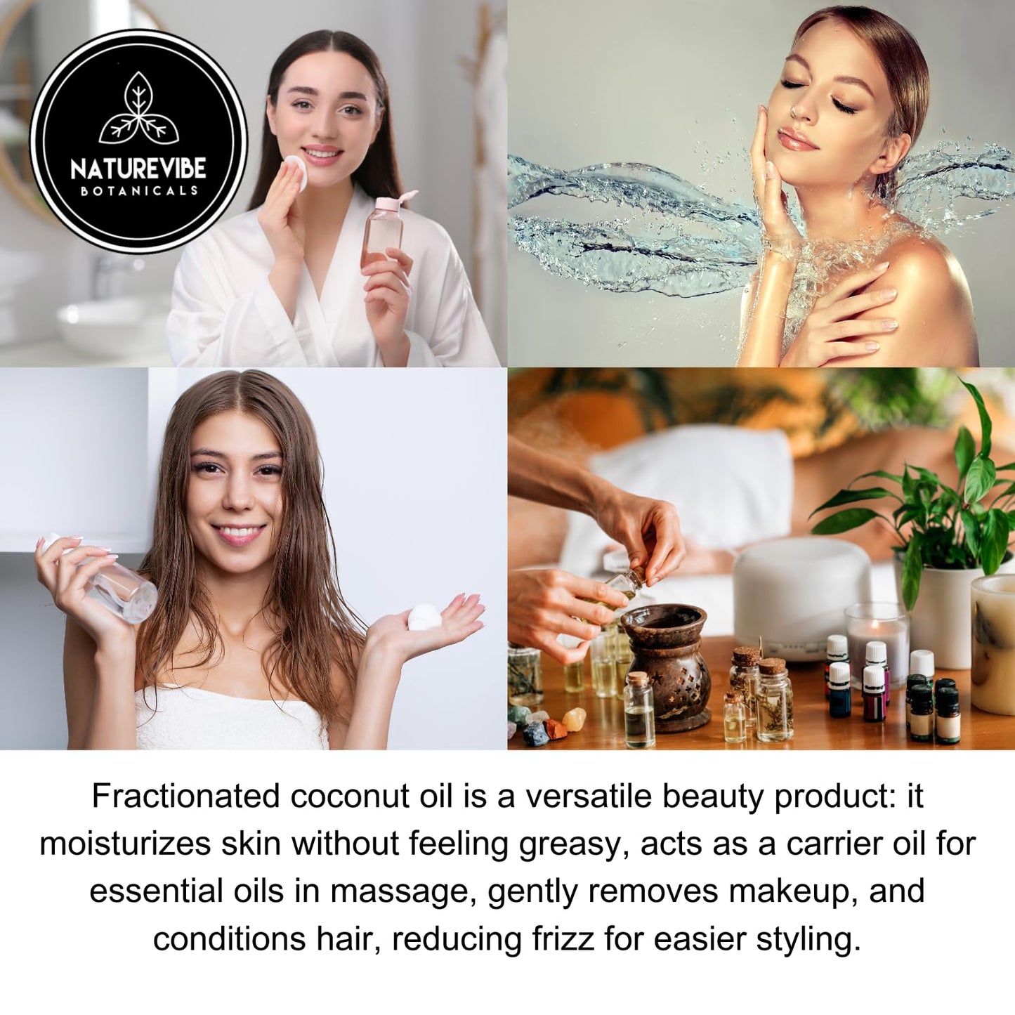 Naturevibe Botanicals Fractionated Coconut Oil 32oz and Castor Oil 32oz | Oil Combo