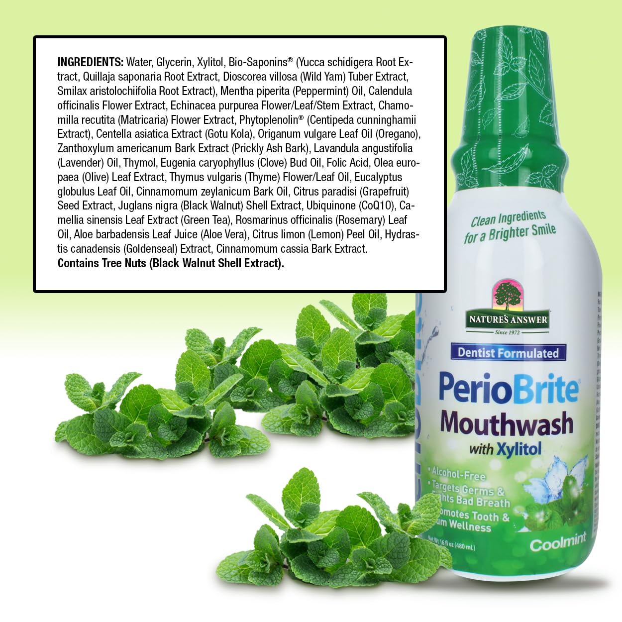 Natures Answer Periobrite Mouthwash 16 oz | Whitens Teeth | Freshens Breath | Removes Plaque | Minimizes Dry Mouth
